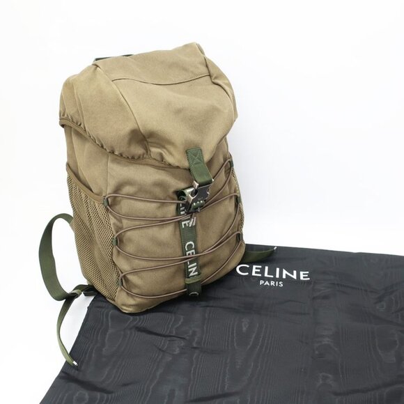 Celine Medium Trekking Backpack Rucksack Khaki Green Cotton Backpack main image 7